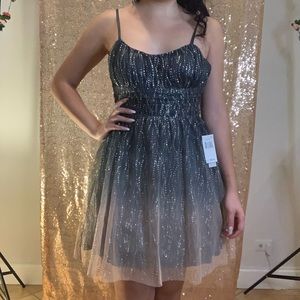 Teeze Me Juniors' Ombré Glitter Tulle Dress